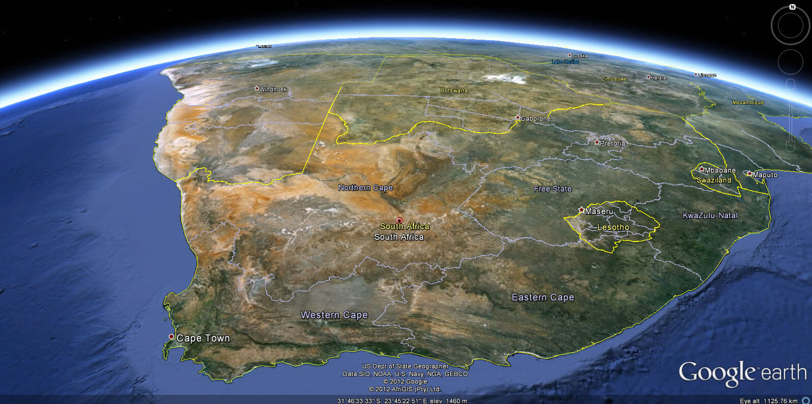 South Africa Earth Map